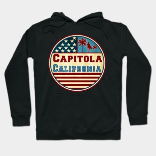 Surfing Capitola California Ocean Surf Palms Surfer Hoodie